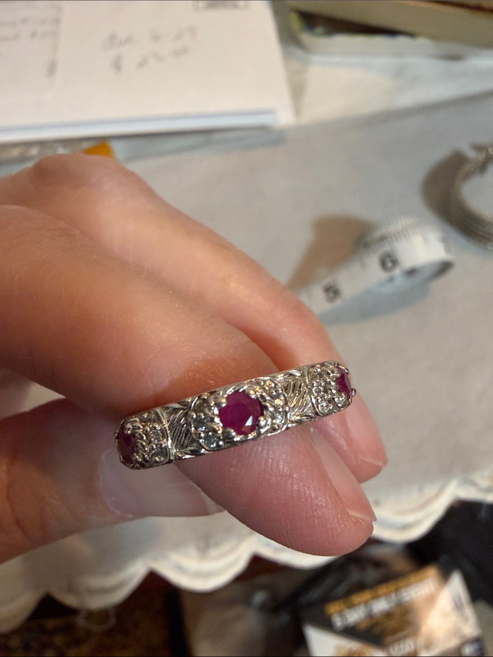 Judith Ripka SS Ruby ring - Picture 3 of 9